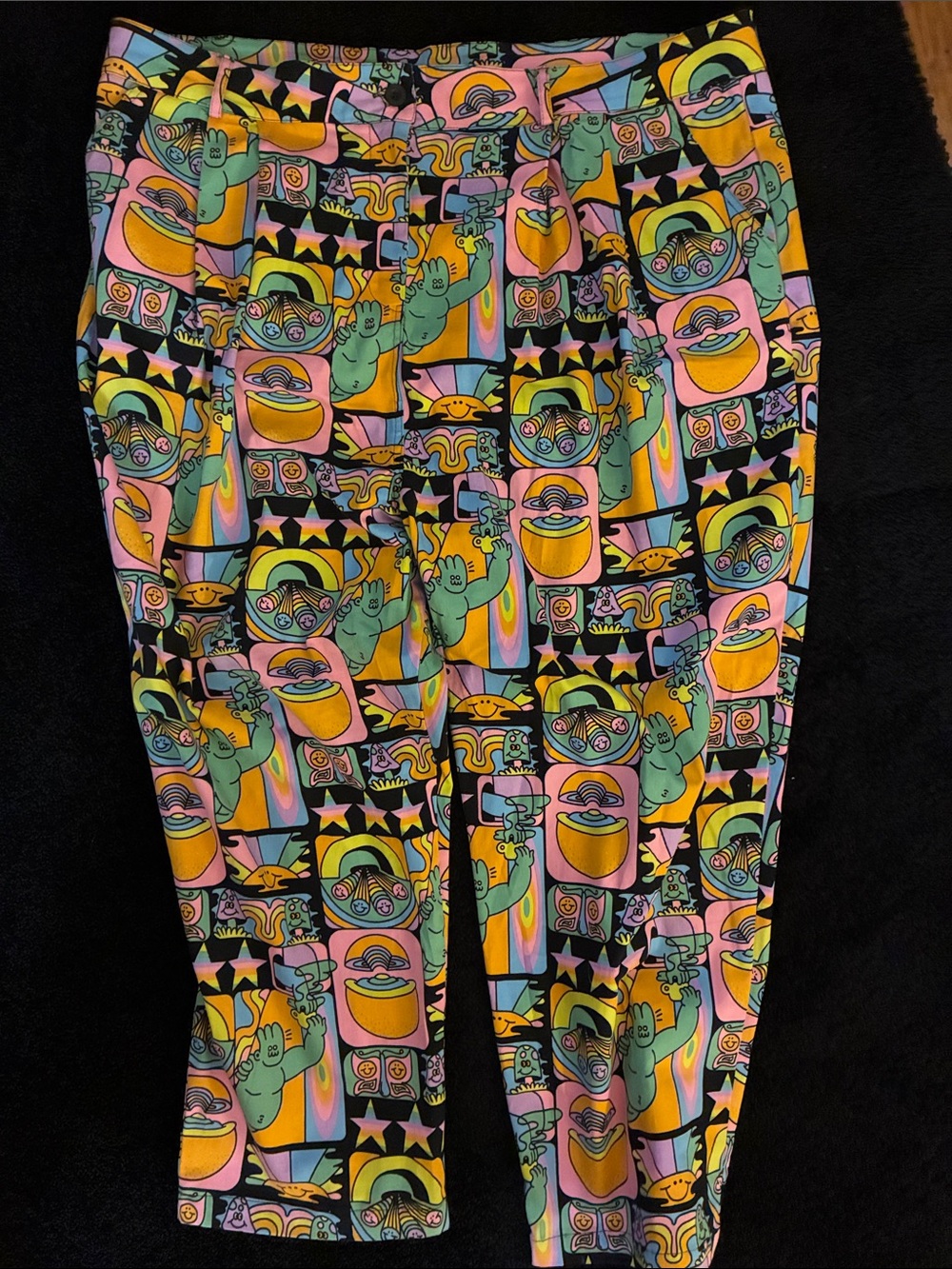 Nooworks High-Waist Cotton Pleated pants in Dryfus Print Size 5X